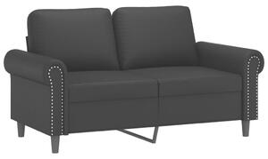Canapea cu 2 locuri, negru, 120 cm, piele ecologică