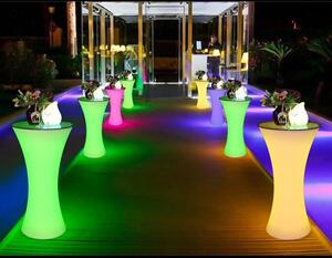 Masa cocktail iluminata LED RGB, 16 culori interschimbabile, control telecomanda, 112x58 cm