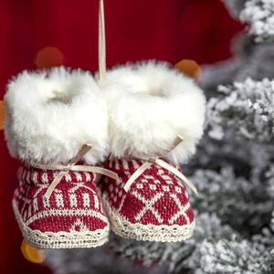 Decorațiune Crăciun, Botoșei de agățat în brad, 9cm, Rosii