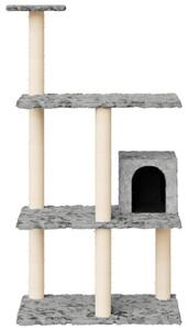 Ansamblu pisici cu stâlpi din funie sisal, gri deschis, 119 cm