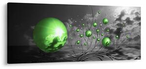 Tabloul bilelor verzi abstracte (120x50 cm)