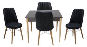 Set masă fixă Deco Wenge cu 4 scaune Apollo Negru