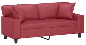 Canapea cu 2 locuri cu pernuțe, roșu vin 140 cm piele ecologică
