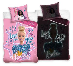 Lenjerie de pat stralucitoare pentru copii Culoare roz, LOVE BARBIE