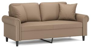 Canapea cu 2 locuri cu pernuțe, cappuccino, 140 cm, piele eco