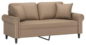Canapea cu 2 locuri cu pernuțe, cappuccino, 140 cm, piele eco