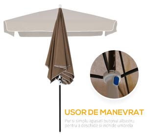 Outsunny Umbrela patrata de Extern rezistenta la razele UV 200x200cm, Cafea | Aosom Ro