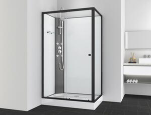 Cabină de duș completă cu hidromasaj Sanotechnik Viva 1 120x80x225 cm, sticlă securizată 4 mm, profile negre