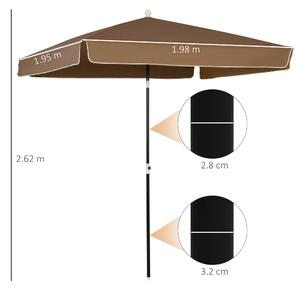 Outsunny Umbrela patrata de Extern rezistenta la razele UV 200x200cm, Cafea | Aosom Ro