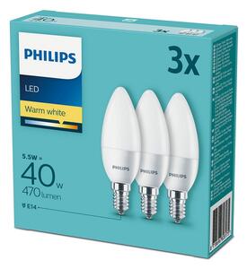 Set 3x Bec LED Philips E14/5,5W/230V 2700K