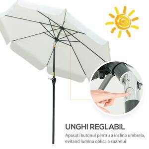 Outsunny Umbrelă Rotundă Rabatabilă pentru Grădină și Terasă, Protecție UV 50+, Φ266x250cm, Nuanță Bej | Aosom Romania