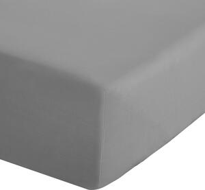 Cearceaf gri din bumbac percale cu elastic 135x190 cm Easy Iron Percale – Catherine Lansfield