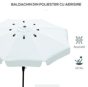 Outsunny Umbrelă Rotundă Rabatabilă pentru Grădină și Terasă, Protecție UV 50+, Φ266x250cm, Nuanță Bej | Aosom Romania