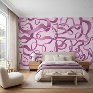 Fototapet Linii ondulate roz și violet, Fototapet abstracte, Fototapet populare - Tapeko.ro