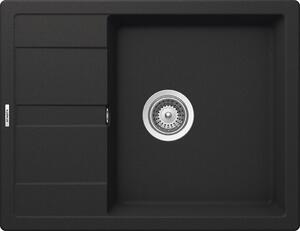 Chiuveta bucatarie Schock Ronda D-100L Cristalite Onyx 650 x 500 mm, granit, reversibila, montare pe blat, negru metalizat