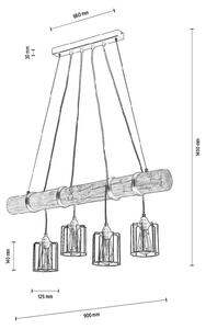 Keyla, lampă suspendată, dulie E27, 4 becuri, 60W, negru-brad gri