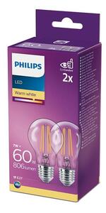 SET 2x bec LED Philips A60 E27/7W/230V 2700K