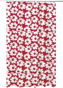 Perdea de duș decor flori 180x180 cm PVC roșu/alb