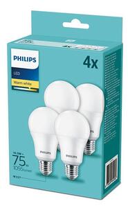 SET 4x Bec LED Philips A60 E27/10,5W/230V 2700K