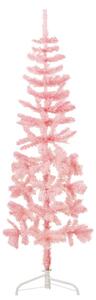 Jumătate brad de Crăciun subțire cu suport, roz, 120 cm