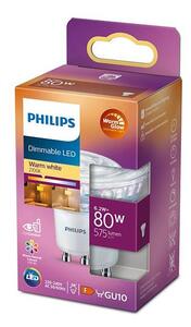 Bec LED dimabil Philips Warm Glow GU10/6,2W/230V 2200-2700K CRI 90
