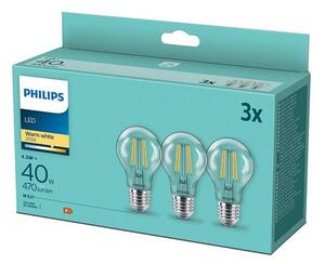 SET 3x bec LED VINTAGE Philips E27/4,3W/230V 2700K