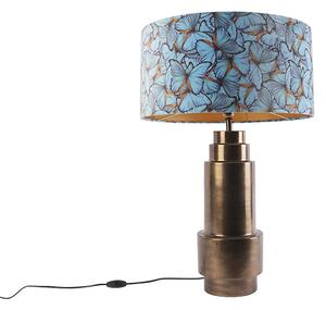 Lampă de masă bronz cu nuanță de fluture din velur 50 cm - Bruut