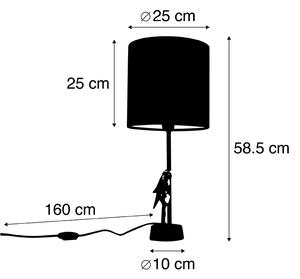 Lampă de masă Art Deco neagră cu nuanță taupe - Pajaro