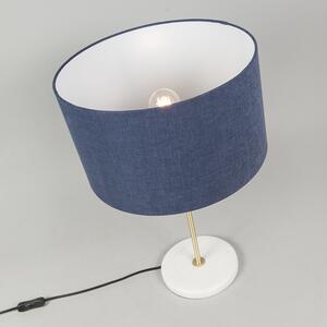 Lampă de masă din alamă cu nuanță albastră de 35 cm - Kaso