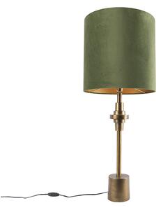 Lampă de masă bronz catifea umbră verde 40 cm - Diverso