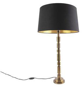 Lampă de masă Art Deco bronz cu abajur de bumbac 45 cm negru - Torre