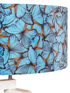 Lampă de podea din lemn de trepied cu nuanță de catifea fluture 50 cm - Puros