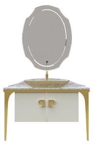 Set mobilier baie Pierre Cardin Venus, 3 piese, 120 cm, alb-auriu