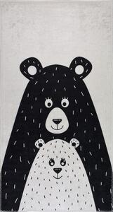 Covor pentru copii alb-negru lavabil 100x160 cm Bear Family – Vitaus