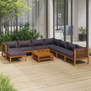 Set mobilier de grădină cu perne, 9 piese, lemn masiv acacia