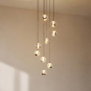 Lucande Lampă suspendată LED Hayley, negru, 9 becuri, sticlă, Negru, Camera de zi / sufragerie, Sticlă, Modern