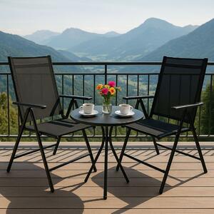 Set 2 scaune pliabile pentru gradină sau terasă, Jumi, structură metalică, design ergonomic, negru
