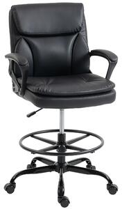 HOMCOM Scaun de desen Scaun de birou ergonomic rotativ cu înălțime și suport pentru picioare reglabil Negru | Aosom Romania