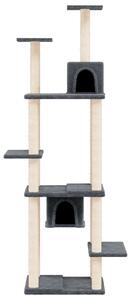 Ansamblu de pisici, stâlpi din funie sisal, gri închis, 176 cm