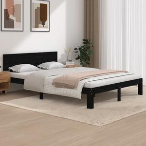 Cadru de pat, negru, 140x200 cm, lemn masiv de pin