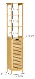 Kleankin Turn Mobilier Baie, Spațiu Depozitare Vertical, Lemn, 34x30x173cm, Design Compact | Aosom Romania