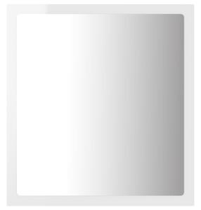 Oglindă de baie cu LED, alb extralucios, 40x8,5x37 cm, acril