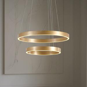 Lucande Lampă suspendată LED Yonam, Ø 60 cm, 2 becuri, auriu, CCT, reglabil, Auriu / Alamă, Camera de zi / sufragerie, Metal, Modern