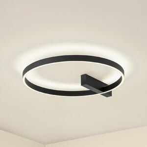 Lucande Plafonieră LED Isalin, 60 cm, negru, CCT, dimabil, reglabil, Negru, Camera de zi / sufragerie, Aluminiu, Modern