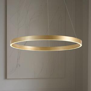 Lucande Lampa suspendată LED Yonam, Ø 80 cm, 1 bec, auriu, CCT, reglabil, Auriu / Alamă, Camera de zi / sufragerie, Metal, Modern