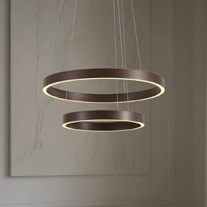 Lucande Lampă suspendată LED Yonam, Ø 60 cm, 2 becuri, maro, CCT, reglabil, Maro / Rugină, Camera de zi / sufragerie, Metal, Modern