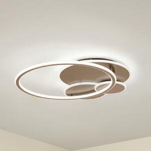 Lucande Plafonieră LED Circulo, maro cafea, CCT, dimabil, reglabil, Maro / Rugină, Camera de zi / sufragerie, Metal, Modern