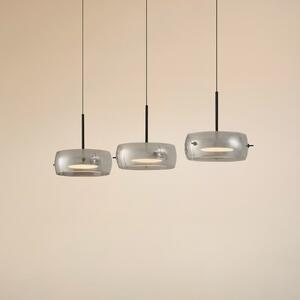 Lucande Lampă suspendată LED Martis, negru, 3 becuri, step-dimabil, reglabil, Negru, Camera de zi / sufragerie, Sticlă, Modern