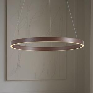 Lucande Lampa suspendată LED Yonam, Ø 80 cm, 1 bec, maro, CCT, reglabil, Maro / Rugină, Camera de zi / sufragerie, Metal, Modern