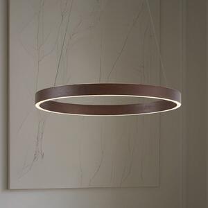 Lucande Lampa suspendată LED Yonam, Ø 60 cm, 1 bec, maro, CCT, reglabil, Maro / Rugină, Camera de zi / sufragerie, Metal, Modern